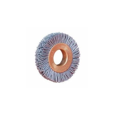 Nylox Burr-Rx Wheel Brush, Small Diameter, 1-1/4 in Brush Dia, 5/16 in Face W, 1/4 in Arbor Hole, Crimped/ 17535